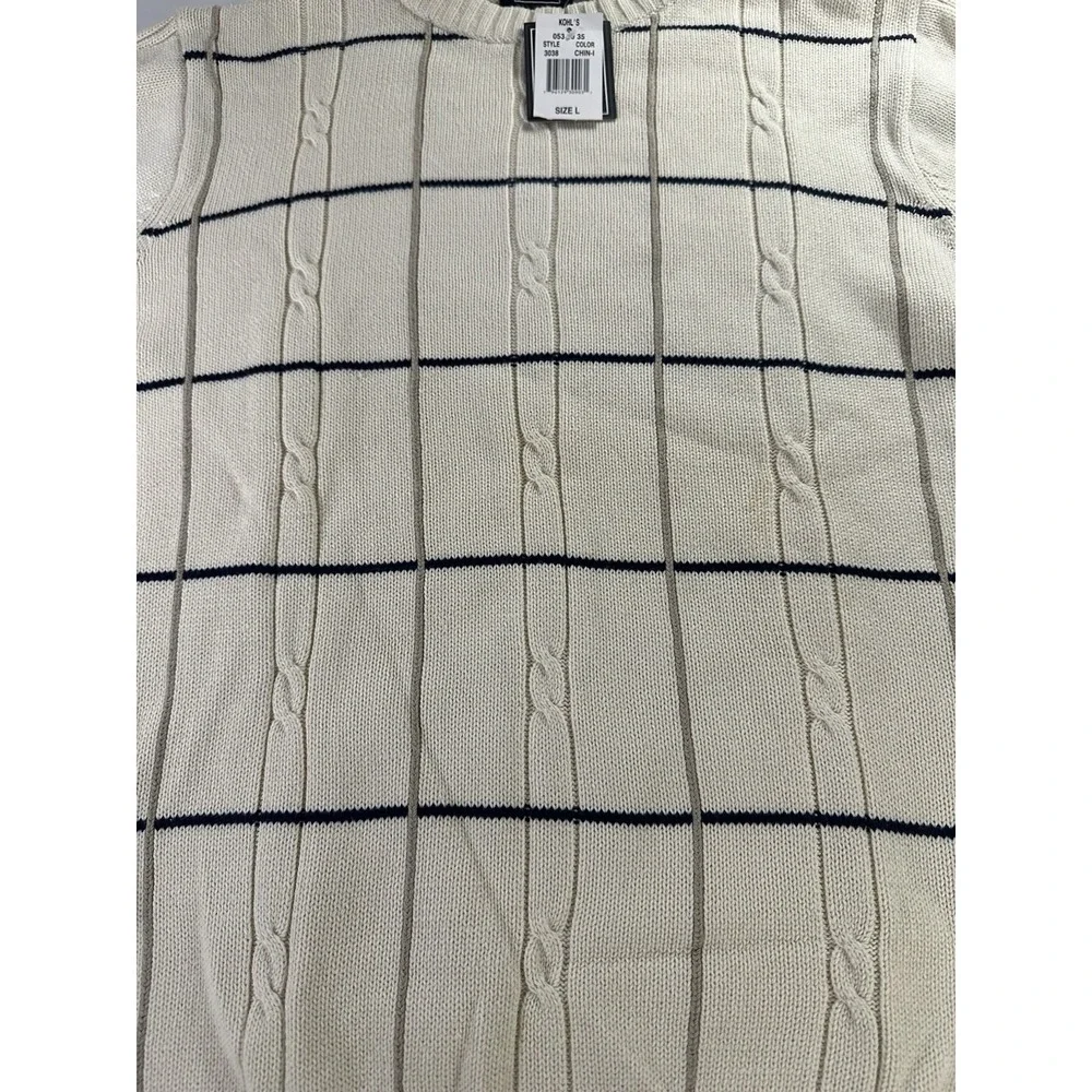 Haggar Cable Knit Sweater Men's Size‎ Large Beige Cream NWT 90s Y2K Sweatshirt
